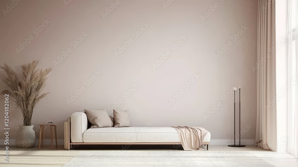 Poster empty wall mockup in 3d rendering