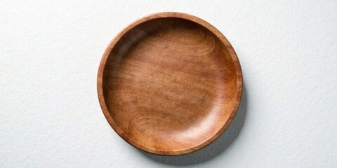Empty Wooden Bowl on a Light Surface A Simple, Rustic Kitchen Still Life