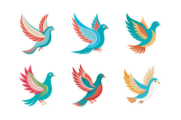 Cute Dove Birds Illustration Bundle a serene and charming collection of adorable dove bird illustrations, perfect for peace-themed designs, wedding invitations, greeting cards. 