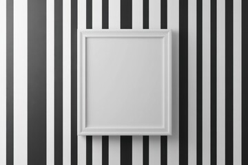 Striking contrast of black and white stripes framing a blank canvas in a modern space for artistic expression and creativity