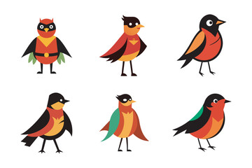 Cute Robin Birds Illustration Bundle.  perfect for greeting cards, seasonal designs, posters, and nature-inspired projects. 