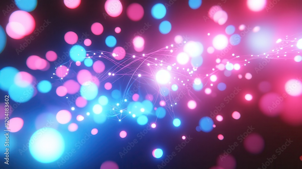 Poster abstract network connection - neon lights and 3d structure - abstract 3d rendering of a network conn