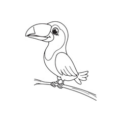 cartoon birds line drawing art vector illustration