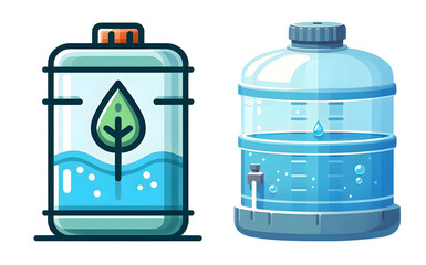 Obraz premium eco water tank vector design set isolated on transparent background
