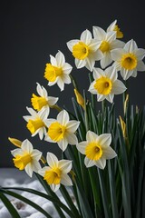 Fototapeta premium there are many yellow and white flowers in a vase