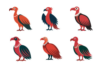 Retro Vibe Cute Vulture Illustration Bundle. Perfect for quirky designs, posters, apparel, greeting cards, and nature-themed projects.
