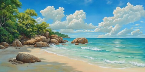 Tranquil tropical beach with turquoise waters