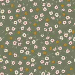 Seamless pattern with small cute flowers, repeating background, digital paper for wallpaper, scrapbook, textile, print vector design