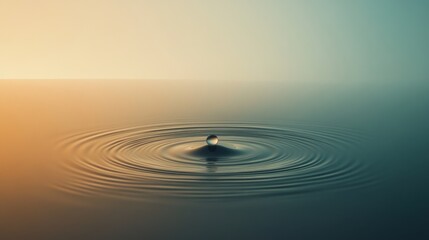 Triumphant water droplet on calm surface