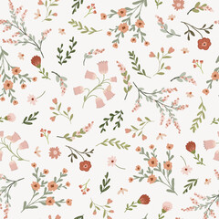 Seamless pattern with small cute flowers, repeating background, digital paper for wallpaper, scrapbook, textile, print vector design