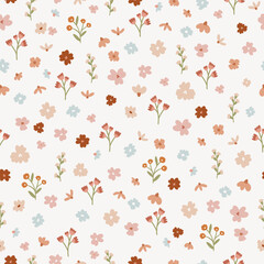 Seamless pattern with small cute flowers, repeating background, digital paper for wallpaper, scrapbook, textile, print vector design