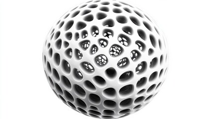 Dimensional lattice sphere vector abstraction, 3D polygonal design abstract shape isolated over white, science digital dynamic connections with lines and dots with perspective.