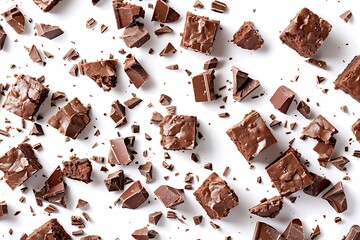 Pieces of chocolate isolated on white background