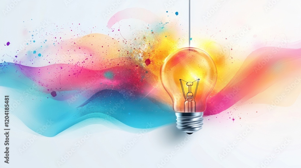 Poster abstract illustration of connected ideas and inspiration on white background. concept illustrating t