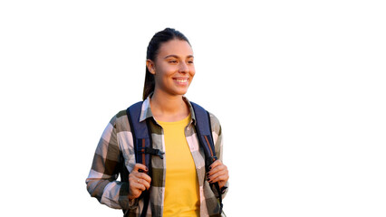 Content young woman exploring the mountain trails	
