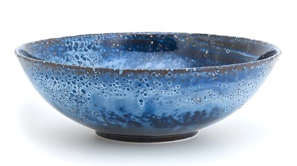 Blue ceramic bowl isolated on white background