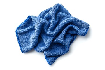 Blue microfiber cloth isolated on white background