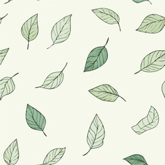 Vector of Seamless Handdrawn Leaves Pattern