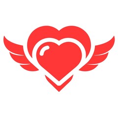 heart with wing icon valentine day clipart