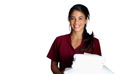 Fototapeta premium Portrait of a happy, smiling maid from the hotel staff 