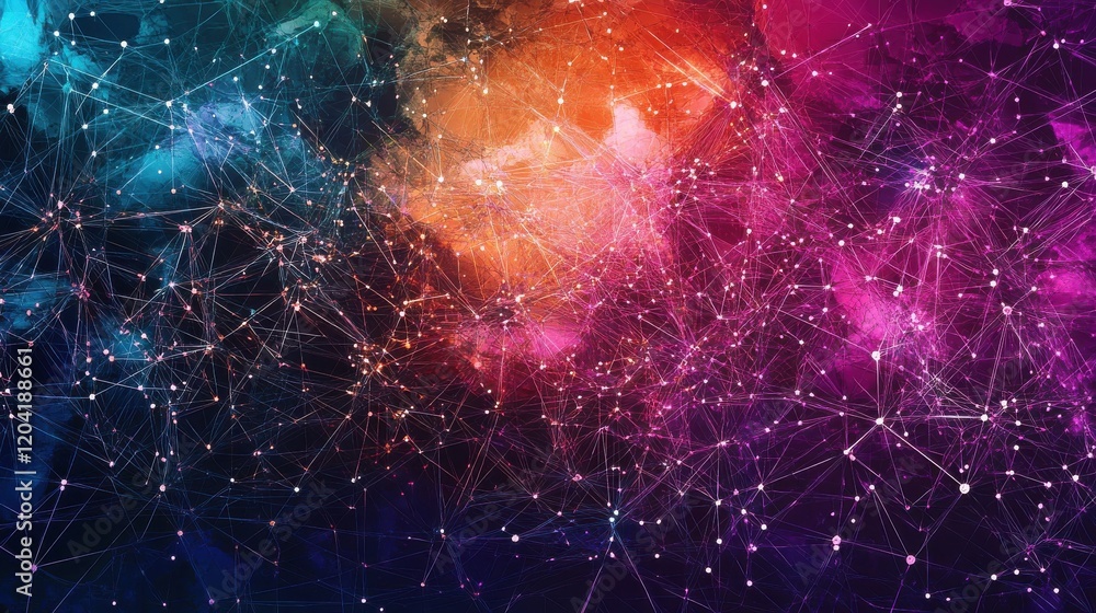 Aufkleber extraordinary geometric abstract background with connected line and dots network and connection