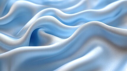 Obraz premium Soft blue silk fabric draped elegantly, showcasing smooth waves and gentle folds, ideal for textile design