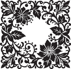 Laser cut floral frame silhouette design vector art illustration