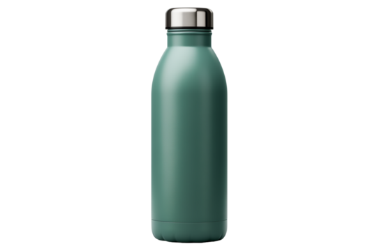 Teal Green Insulated Water Bottle, Isolated on Transparent Background