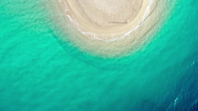 Aerial view of one of Croatia's most famous beaches - Zlatni Rat near Bol town on Brac island in Croatia.