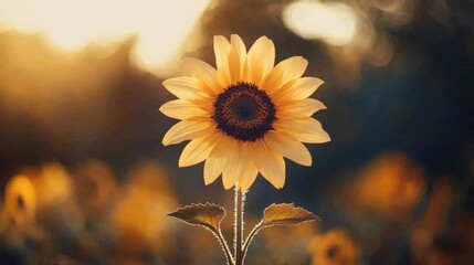 Vibrant sunflower in soft sunny background