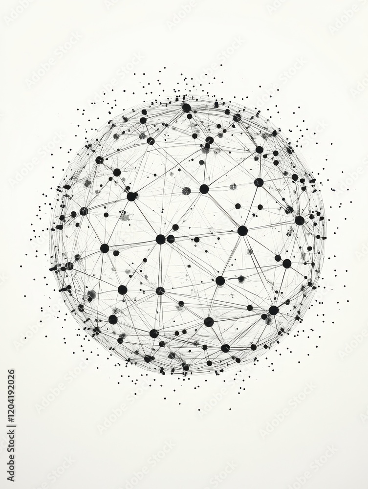 Poster dimensional lattice sphere vector abstraction, 3d polygonal design abstract shape isolated over whit