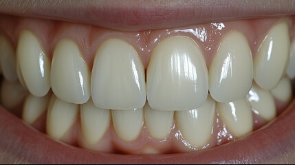 Close-Up Portrait of Healthy Teeth in Front View Before and After Treatment