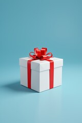 Obraz premium there is a white box with a red ribbon and a cup on it