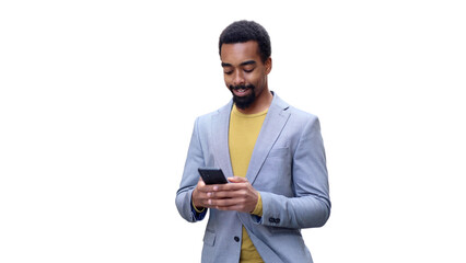 Black man texting on his phone 