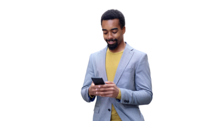 Black man texting on his phone 