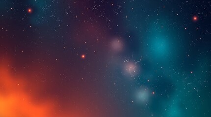 Naklejka premium Cosmic nebula with red and blue hues, stars.