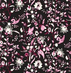 botanical floral vector seamless pattern with roses herbs and leaves big set background with flowers