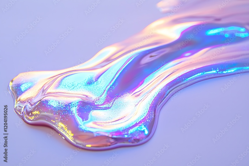 Poster colorful abstract fluid texture with shimmering highlights and smooth flow. generative ai