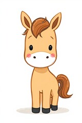 cartoon horse with brown mane and brown eyes sitting down