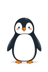 penguin with a white background and a black head and orange feet