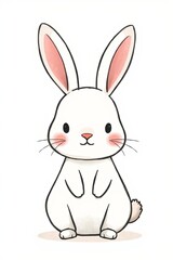 cartoon drawing of a white rabbit sitting on its hind legs