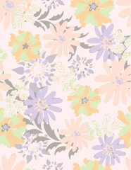 Fototapeta premium botanical floral vector seamless pattern with roses herbs and leaves big set background with flowers