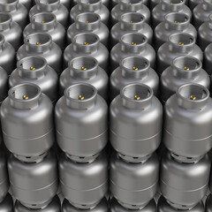 Cilindros de g&aacute;s alinhados com vis&atilde;o de cima