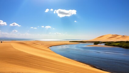 Desert river meets ocean beach.