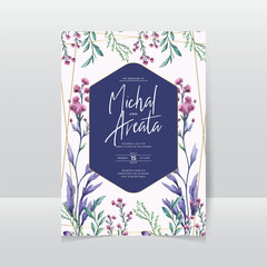 beautiful wedding invitation card with floral watercolor flowers vector is suitable for Wedding invitations, save the date, thank you, or greeting cards.