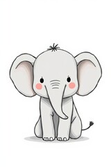 Naklejka premium cartoon elephant sitting down with its trunk up and eyes closed