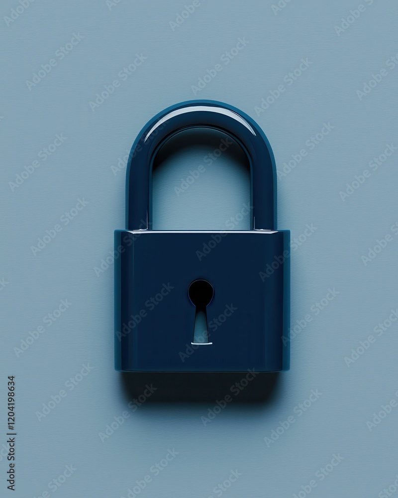 Poster securing online accounts with lock symbol digital security minimalist design close-up view cyber pro