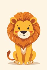 there is a cartoon lion sitting down with a white background