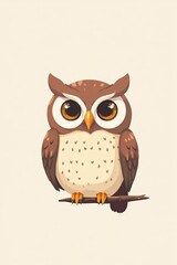 Fototapeta premium there is a cartoon owl sitting on a branch with hearts