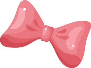 Pink bow without background, decoration, gift decoration. Vector illustration for poster, banner, card, postcard.